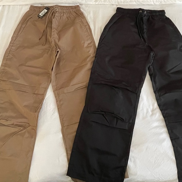 Boohoo Pants - Boohoo Men's Black and Brown Cargo Pants